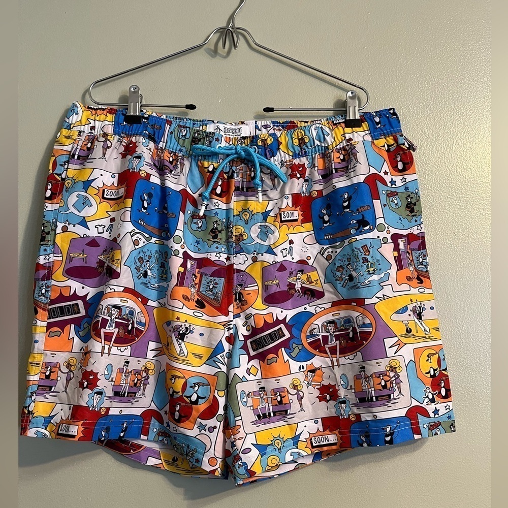 Penguin  Munsing Wear Original Rare Print Men’s Swim Trunks Shorts Lined Sz XXL